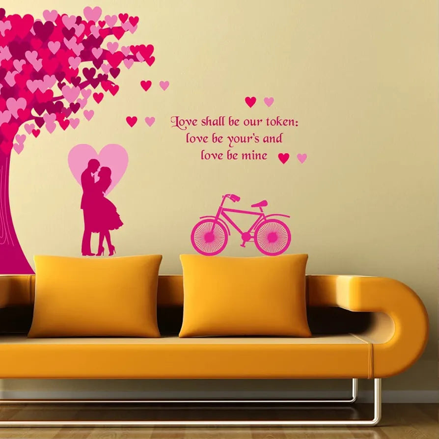 Rangoli New Modern Art Beautiful Love Couple Under a Tree Large Wall Sticker Size-50cm*70cm