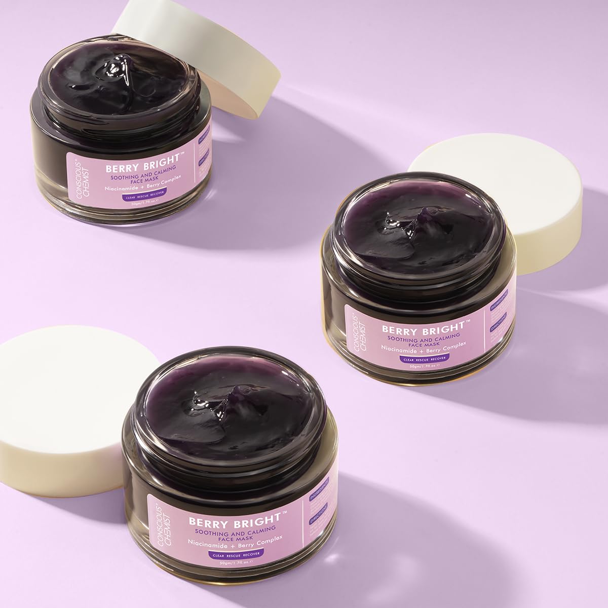 Conscious ChemistÂ® Berry Bright Pore Refining & Brightening Face Mask | For Bright and Clear Skin with Niacinamide & Berry Extracts | 50g