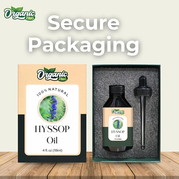 Organic Zing Hyssop (Hyssopus Officinalis) Oil | Essential Oil for Skincare, Massage, Aroma and Diffusers - 118 Ml