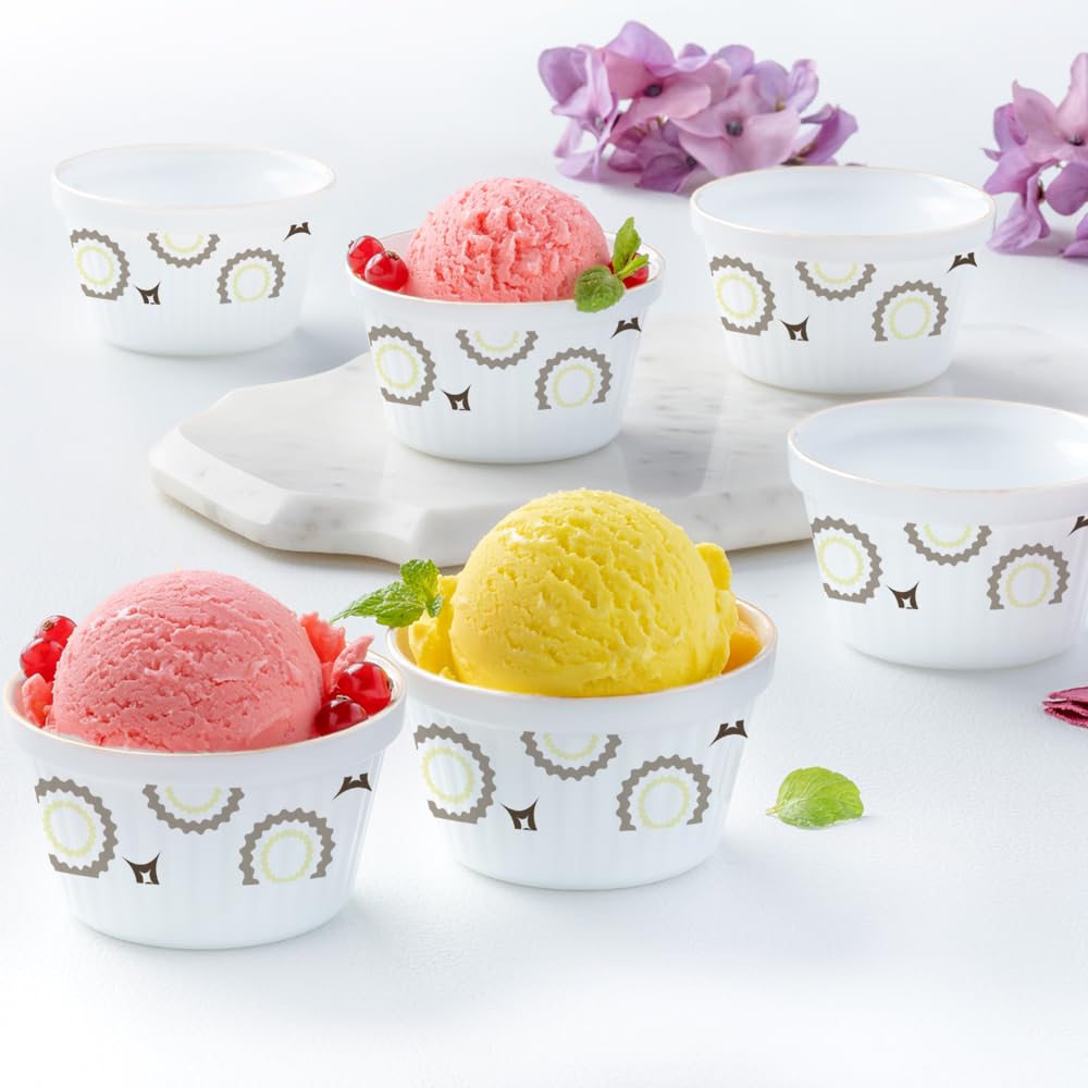 Larah by Borosil Cassata Ice Cream Bowl/dessert Set | Set of 6 | Glass | 220 Ml