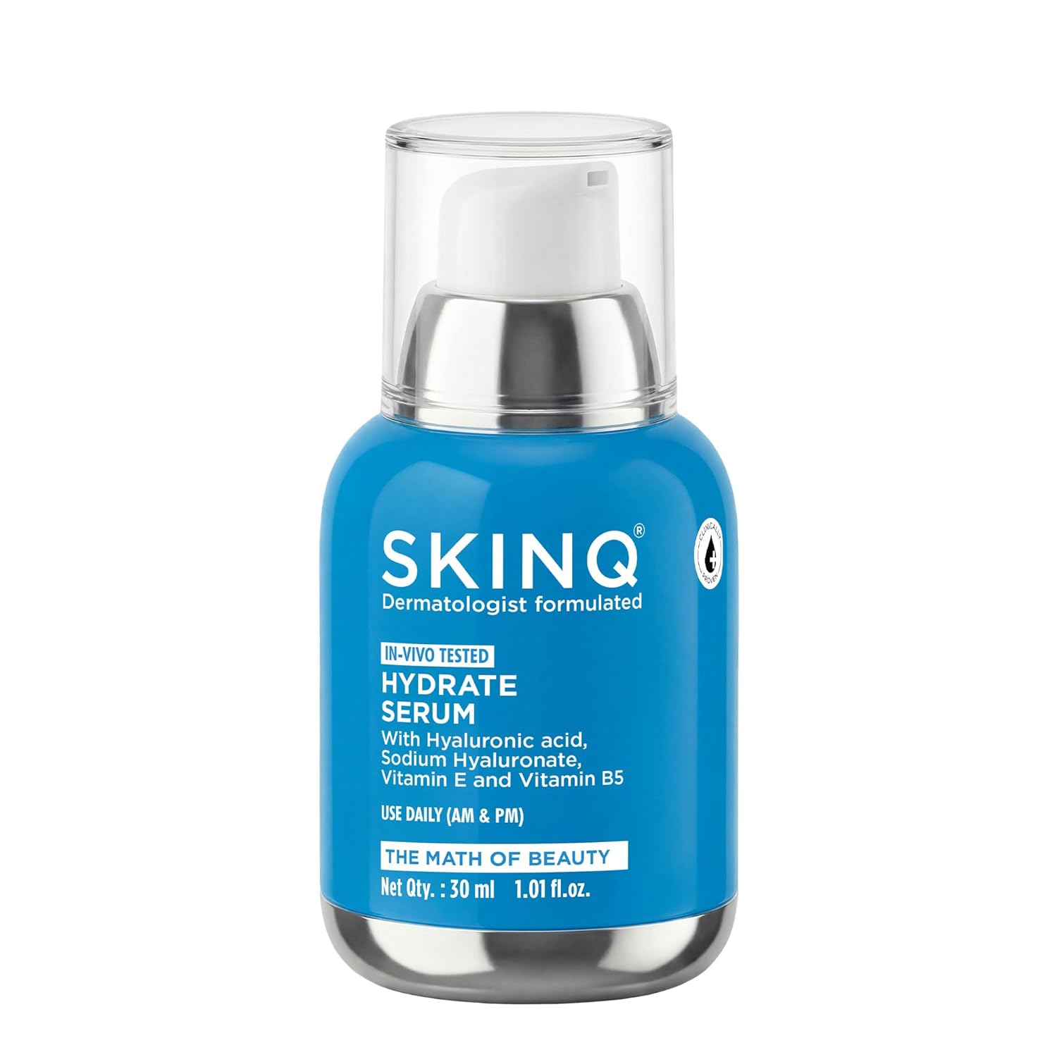 SKINQ Hydrate Serum with Hyaluronic Acid, Sodium Hyaluronate, Vitamin B5 & E | +140% Hydration | Lightweight, Non-Sticky | For All Skin Types | In-Vivo Tested I Derma Formulated