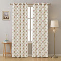 Urban Space Cotton Floral Curtains for Door Set of 2 with Eyelets and Tieback(Colour Calico Red)
