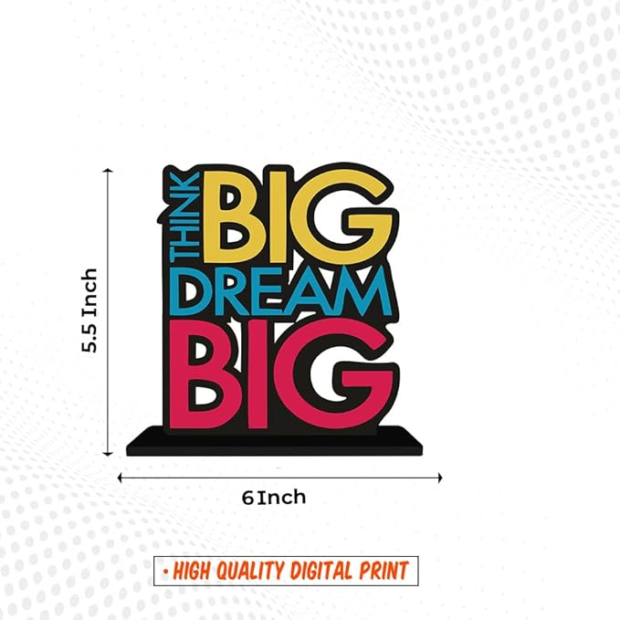 Art Vibes Wooden Idols & Figurine Think Big Dream Motivational Quote Table Decor for Office Desk | Home Decoration Item