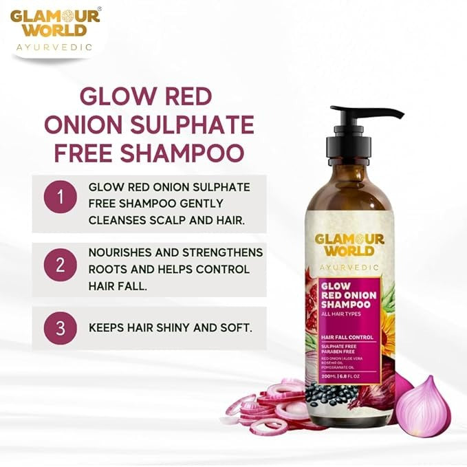 Glamour World AYURVEDIC Onion Shampoo for Hair Growth & Hair Fall Control - 250 ml