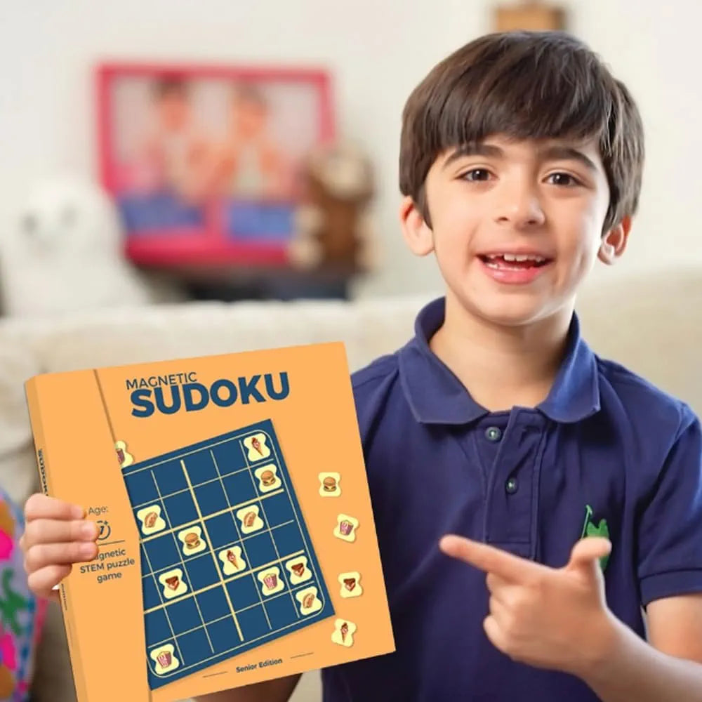 Pelikas Toyz Sudoku Mind Games Children, Puzzles Travel Toys for Kids 7 to 12 Years Old, Gift for Boys Girls, Magnalogix Sudoku -Fast Food - 6 x 6