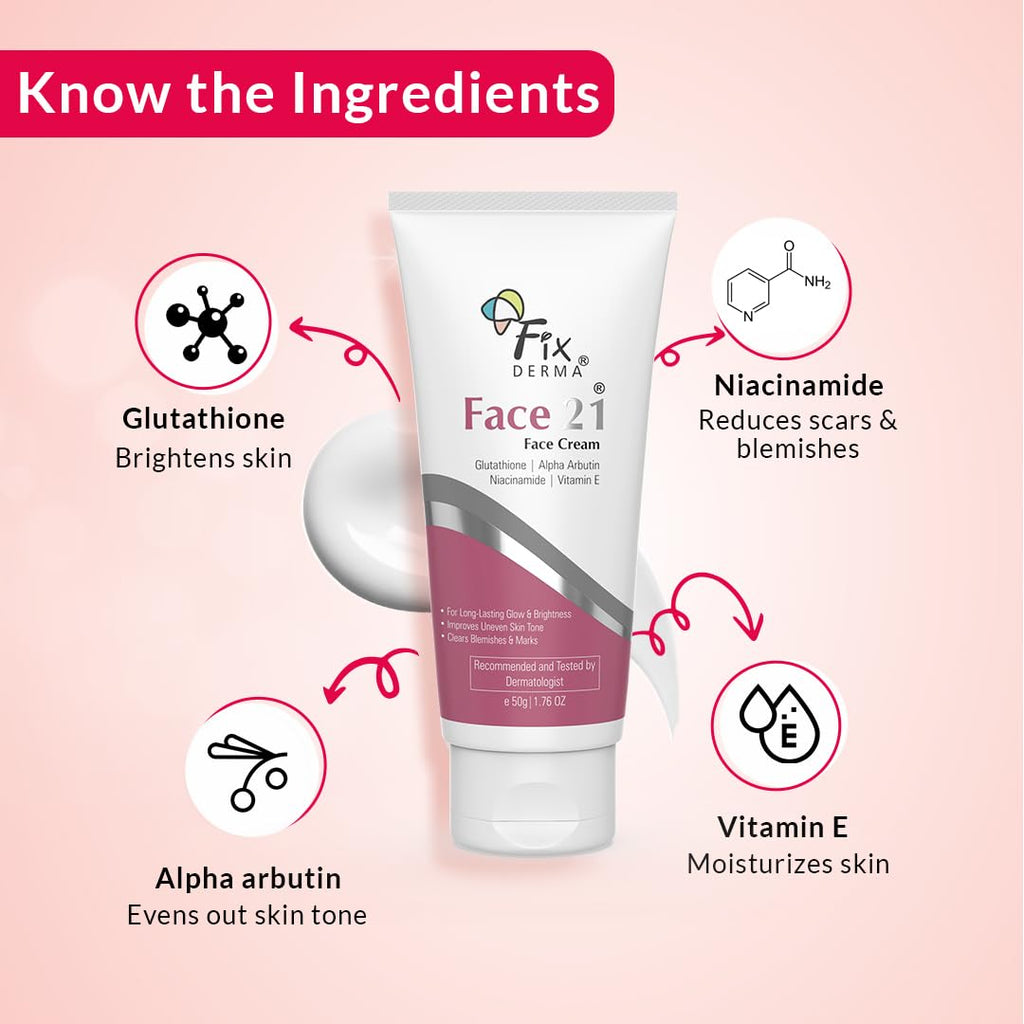 Fixderma 2% Niacinamide Face 21 Cream with Alpha Arbutin | Anti Ageing Cream for Women | Reduces Wrinkles and Fine Lines - 50 gm