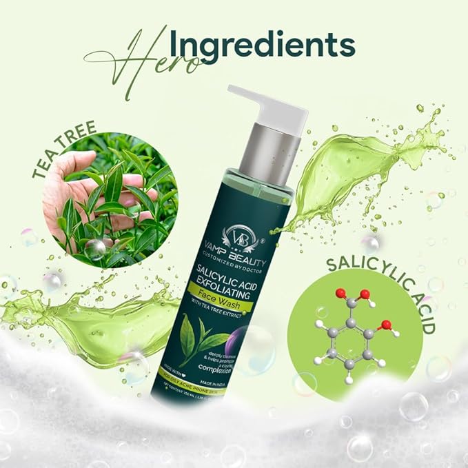 Vamp Beauty 0.50% Salicylic Acid Exfoliating Face Wash With Goodness of Tea Tree Extract - 100 Ml
