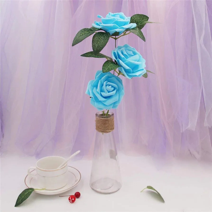 Artificial Roses Flowers Real Looking Fake Roses Artificial Foam Roses Blue