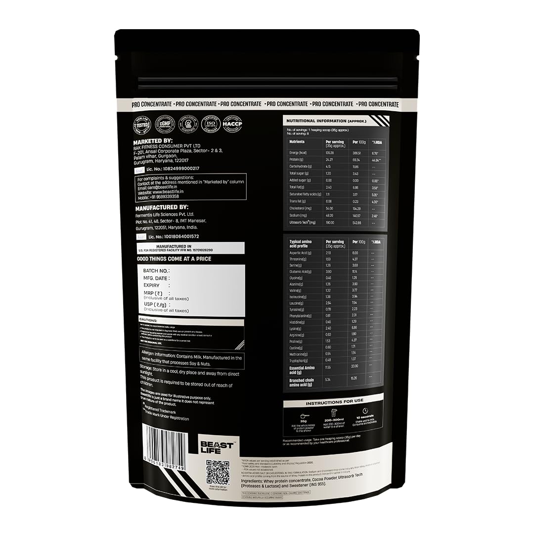 BeastLife Whey Protein Sachets 300 Gram | Rich Chocolate Flavour | 24g Protein, 5.3g BCAA, Ultrasorb Tech | High Absorption for Muscle Gain | Fast Recovery | Sports Nutrition | Travel-Friendly Nutrition | Easy to Carry & Use Anywhere