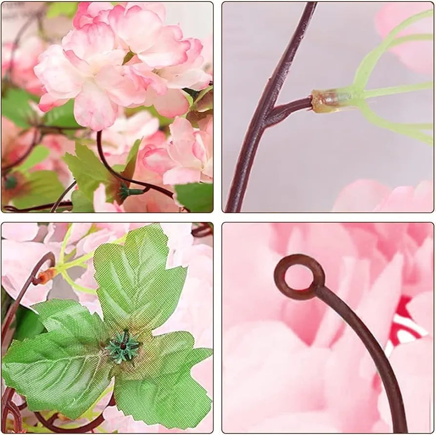 Artificial Cherry Blossom Rattan Flowers Vine Light Pink