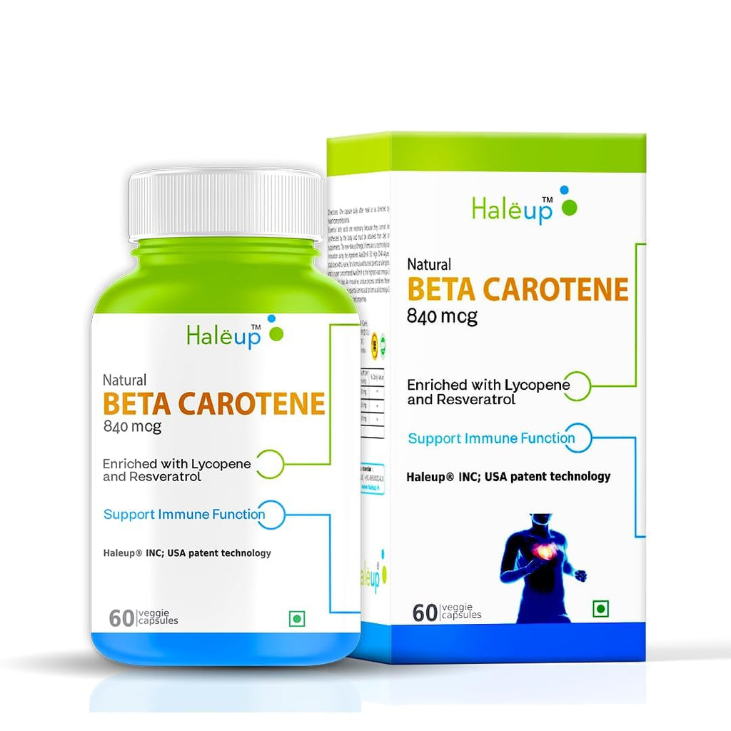 Haleup Beta-Carotene 840 mcg || Natural Vitamin A (60 capsules) || Immune Support, Vision Support || Researched in USA (Pack of 1, 60, count)