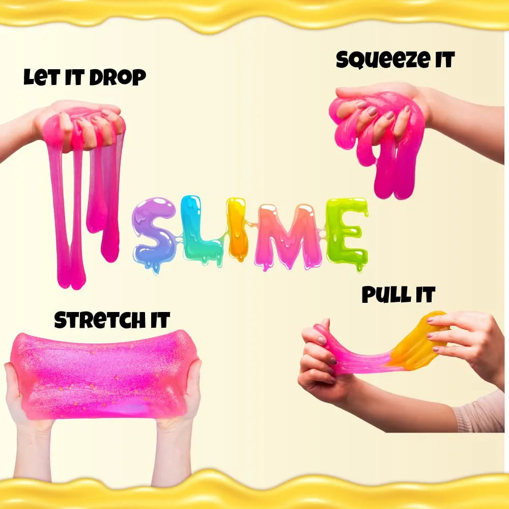 PW Slime Kit for Kids 3 to 10 Years – 6 Fruit-Scented Colourful Slimes with Moulds, DIY Sensory Play, Soft & Non-Toxic, Birthday Gift for Boys & Girls