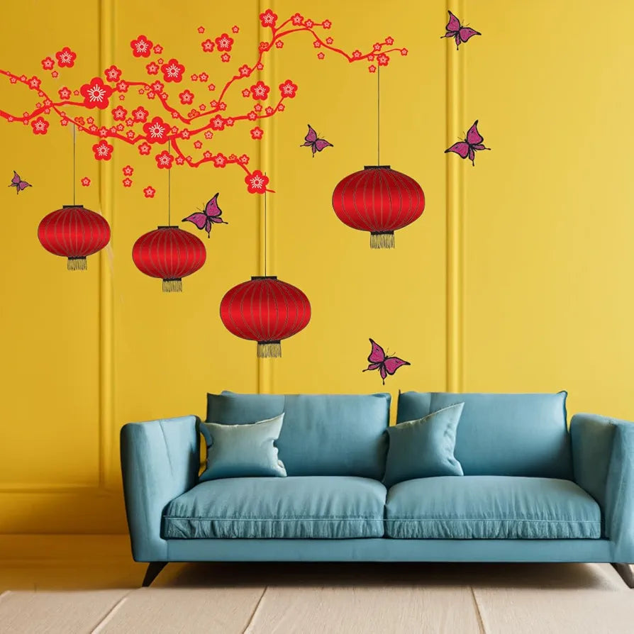 Decals Design Chinese Lamps in Double Sheet Wall Sticker
