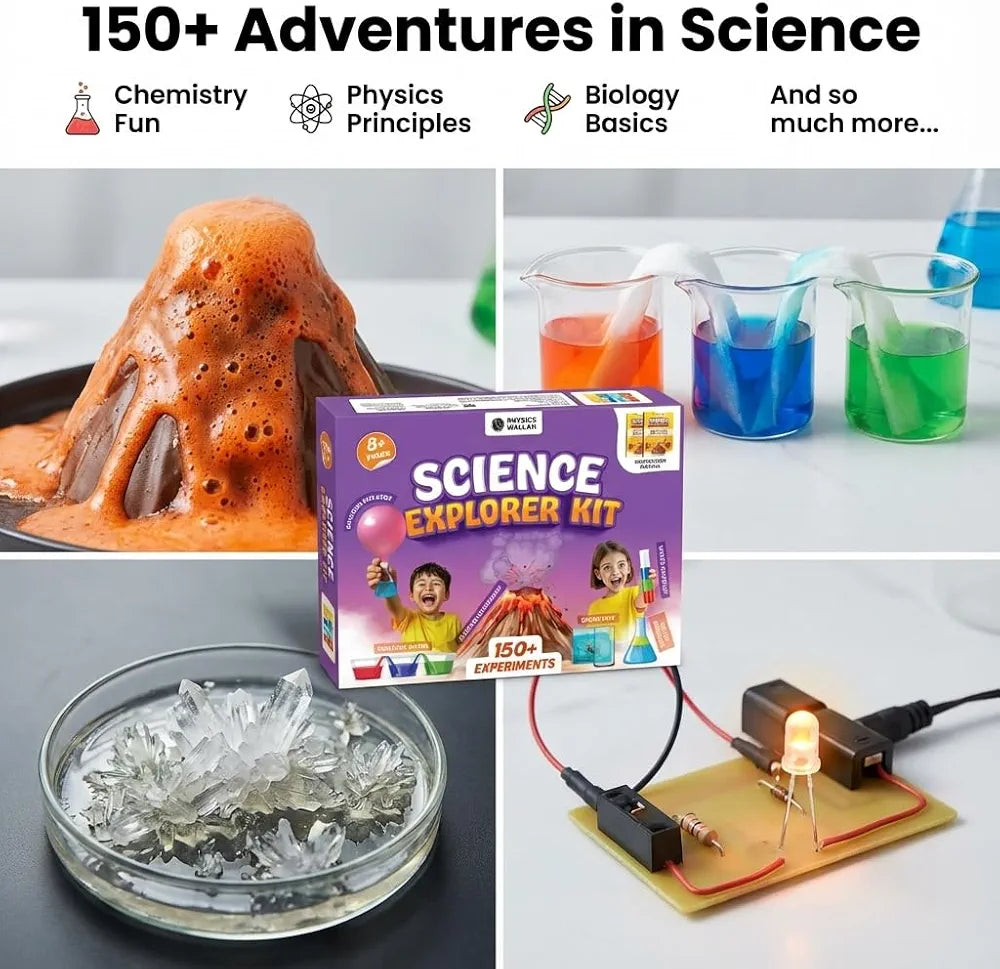 PW Science Explorer Kit for Kids 8+, 150+ STEM Experiments with Step-by-Step Manual, DIY Science Projects Educational Learning Toy