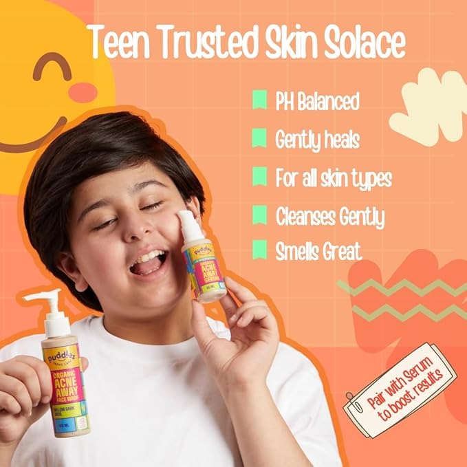 Puddles Teens Care Organic Acne Away Facewash - 100 ml