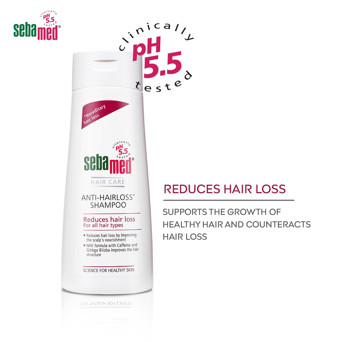 Sebamed Anti Hairloss Shampoo 200 ml|pH 5.5|Reduces Hairloss|Caffeine & Gingko Biloba| Hairfall| men & women |phthalates SLS and parabens free l Soap free l Toxin free l Clinically proven l