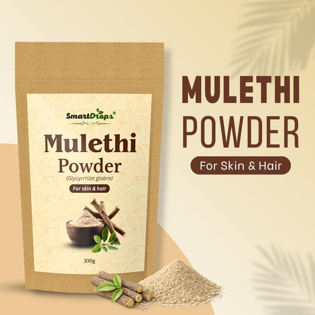 Smartdrops Mulethi Root Powder for Hair and Skin DIY Face Pack Hair Pack Mixing Ingredient for Scalp and Skincare Routine | 100g (Pack-1)