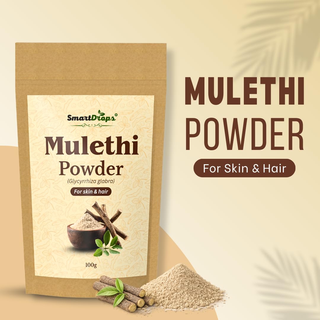 Smartdrops Mulethi Root Powder for Hair and Skin DIY Face Pack Hair Pack Mixing Ingredient for Scalp and Skincare Routine | 100g (Pack-1)