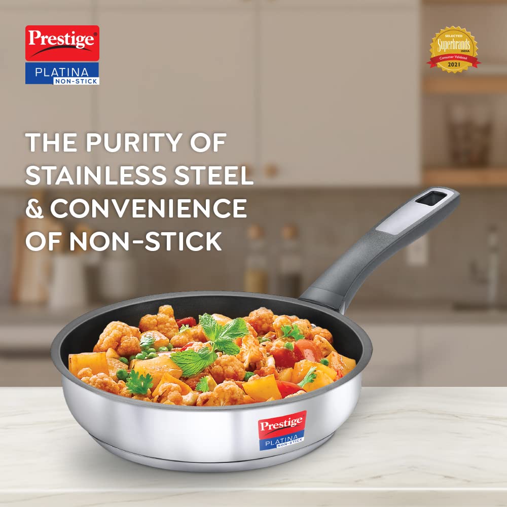 Prestige Platina Non-Stick SS Fry Pan Without Lid 24 cm