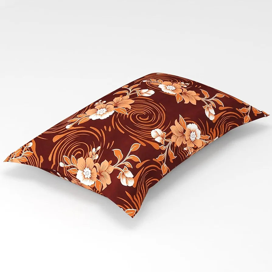 Homefab India 180 TC Microfiber Single BedSheet with 1 Pillow Cover Brown Floral