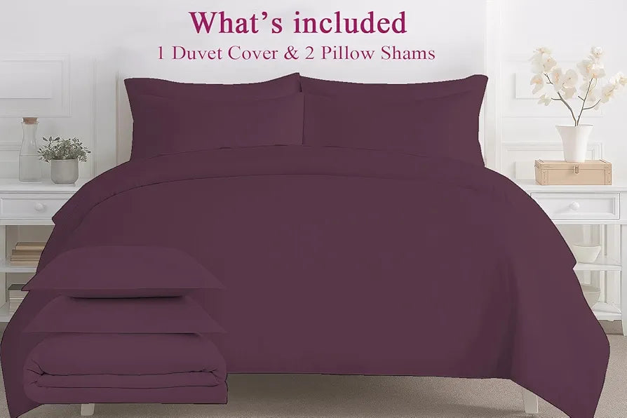 Trance Home Linen Zippered 100% Cotton 200TC Satin Stripe King Size Duvet Cover Quilt Cover Blanket Cover Razai Comforter Cover with 2 Pillow Covers Colour Deep Wine
