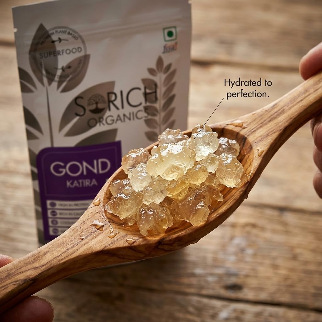 Sorich Organics Pure Gond Katira (Tragacanth Gum) Natural Edible Gond 200g| Cooling Ayurvedic Superfood for Summer Drinks, Falooda & Sweets | Supports Digestion, Hydration & Skin Health