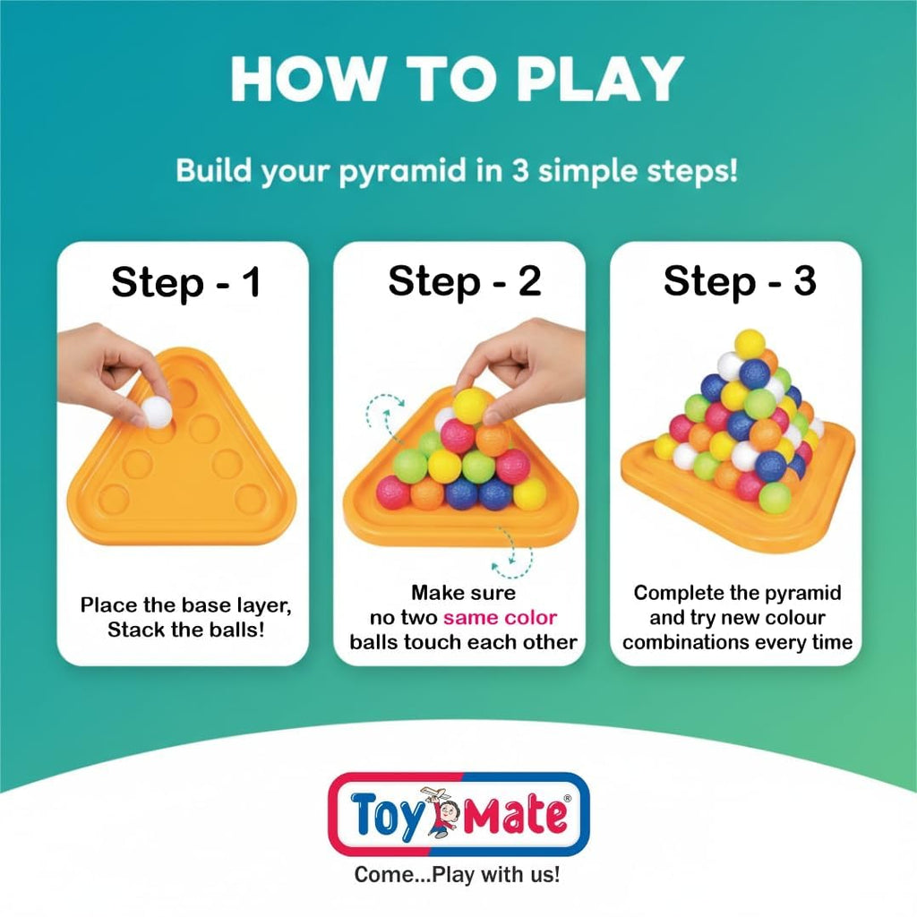 Toymate Pyramid Ball Puzzle for Kids Colourful Stacking & Balancing Game