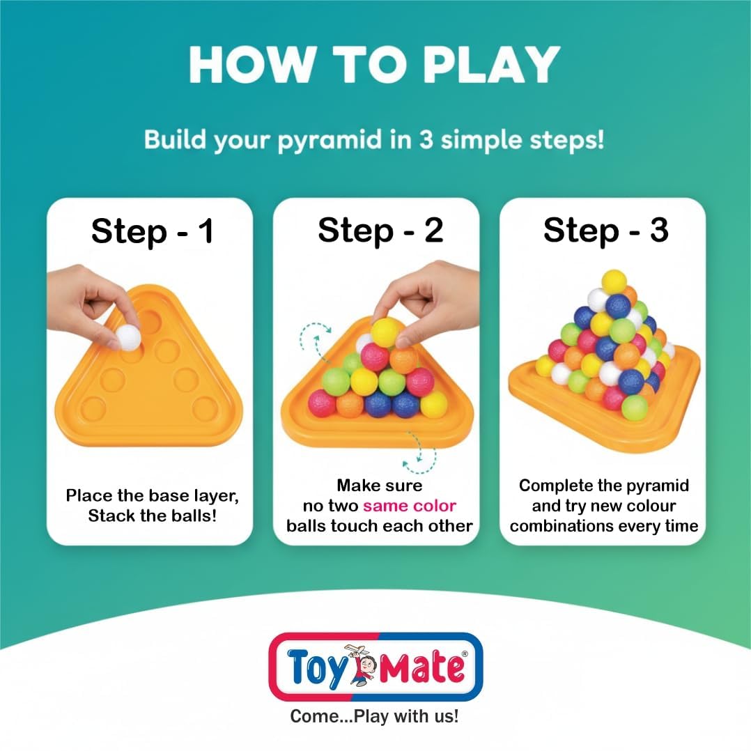 Toymate Pyramid Ball Puzzle for Kids Colourful Stacking & Balancing Game