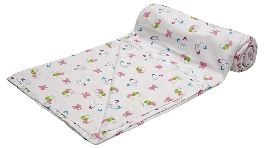 Trance Home Linen Pure Malmal Cotton Multipurpose Baby Dohar 3-Layered Baby Blanket Colour Pins and Bow