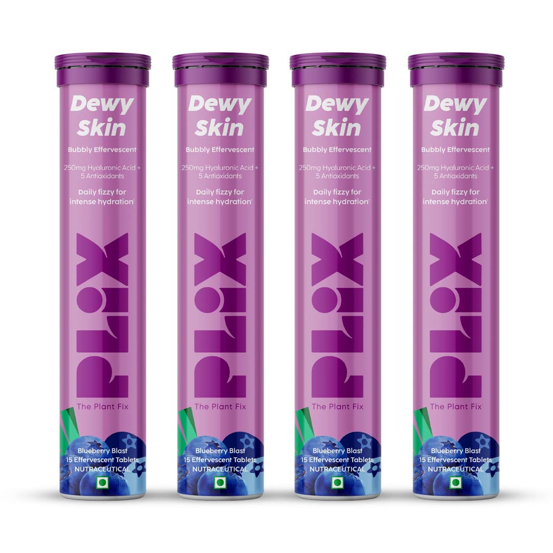 PLIX - THE PLANT FIX Hyaluronic Acid 15 Effervescent Tablets  | Blueberry Flavor Pack Of 1 |
