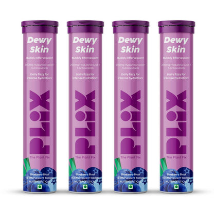 PLIX - THE PLANT FIX Hyaluronic Acid 15 Effervescent Tablets  | Blueberry Flavor Pack Of 1 |