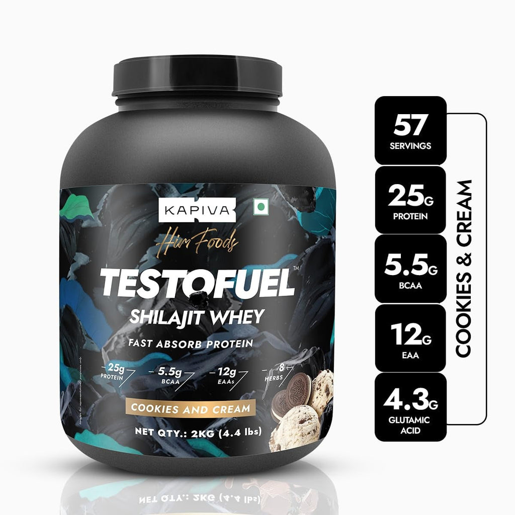 Kapiva Testofuel Shilajit Whey Protein Cookies & Cream - 2 kg
