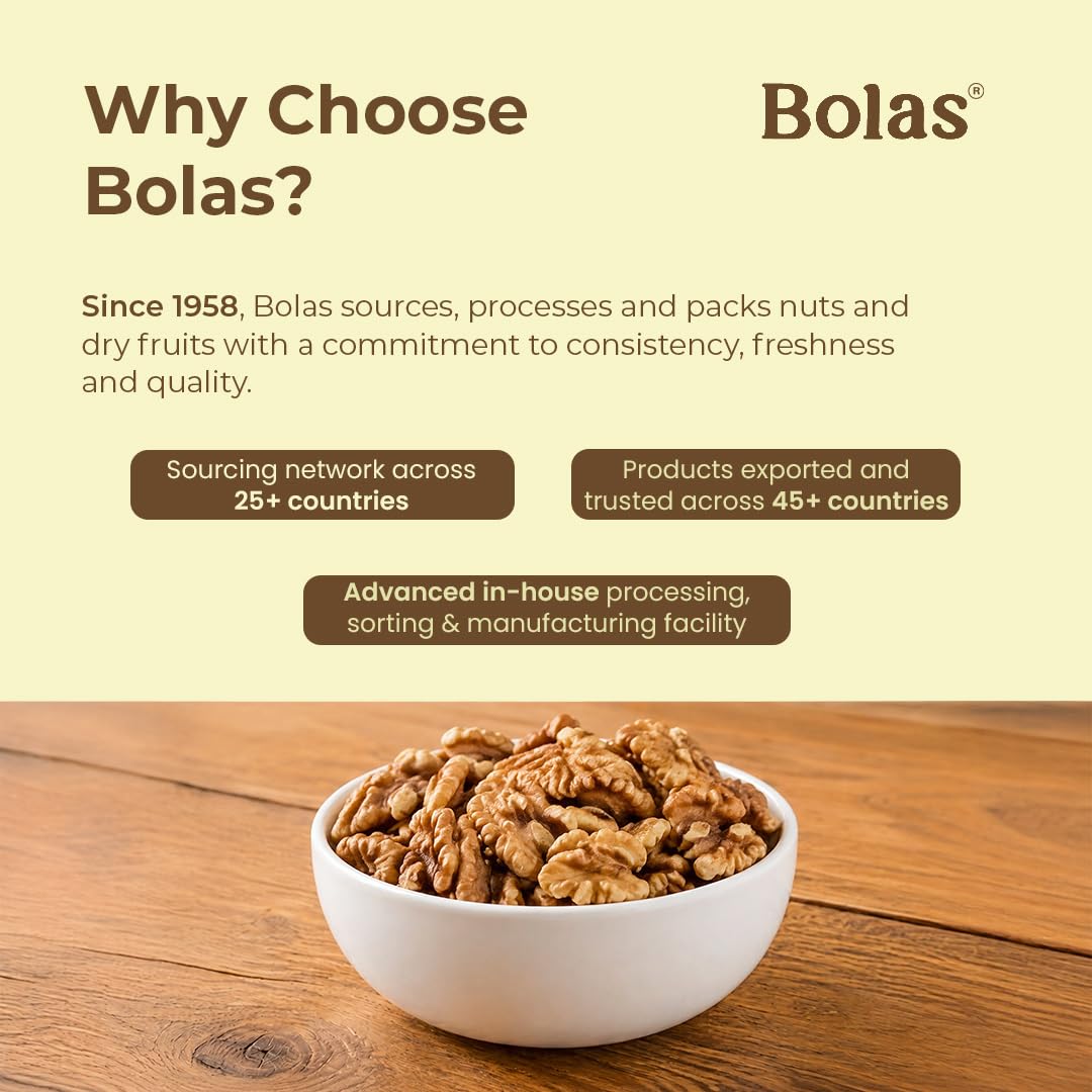 Bolas Walnut Kernels 200g | Akhrot Giri | Without Shell | Rich in Omega 3, Protein & Magnesium | Crunchy | Dry Fruits & Healthy Snack