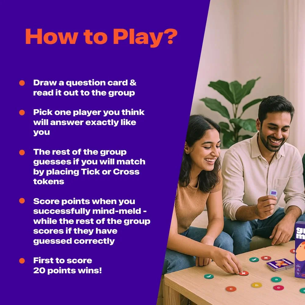 Binca Card Game - Great Minds, Hilarious Mind-Matching Party Game for Teens, Adults & Families, Perfect for Parties, Gamenights, Trips & Get-Togethers, Gifts for Game Lovers, 4-8 Players