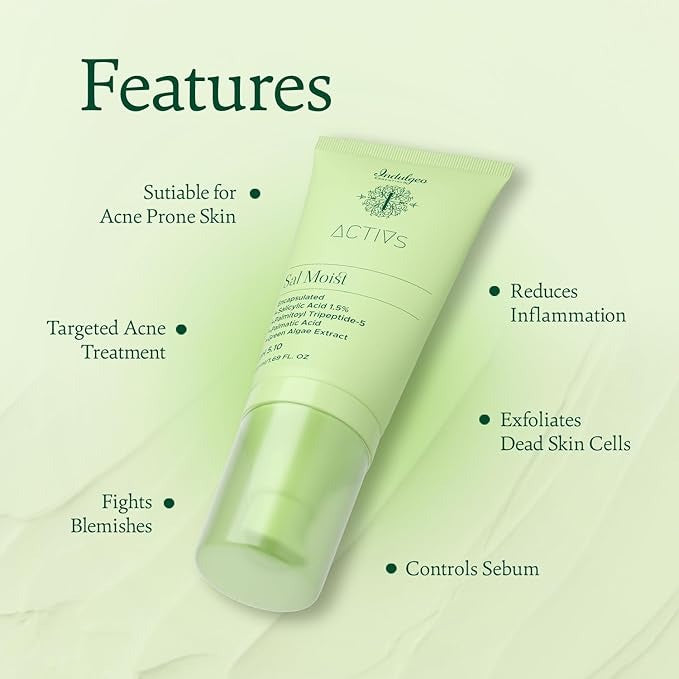 Indulgeo Essentials Sal Moist - Encapsulated Salicylic Acid Acne Healing Face Cream Moisturiser - 50 ml