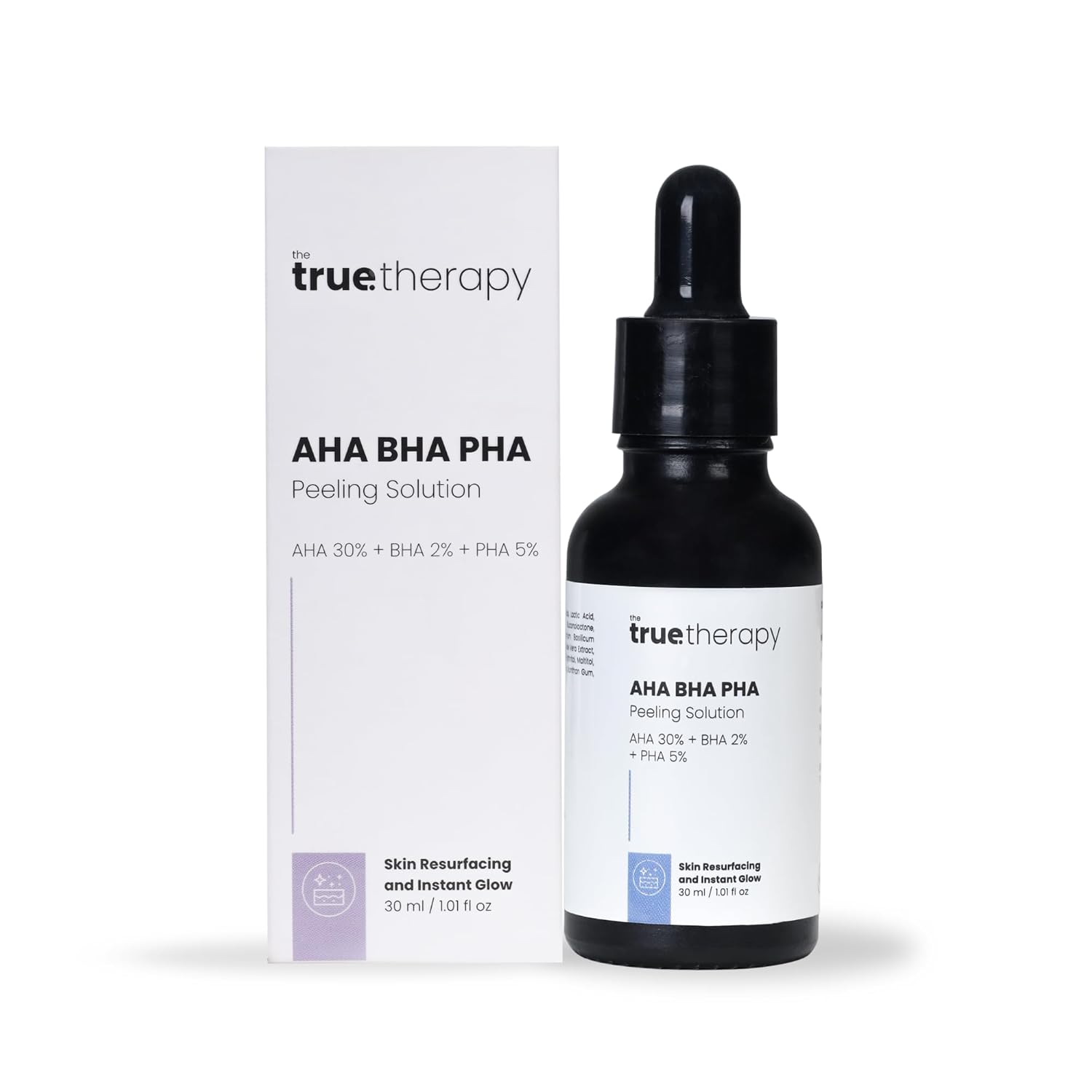 The True Therapy 30% AHA + 2% BHA + 5% PHA Skin Peeling Solution for Instant Glowing Skin â€“ 30 ml