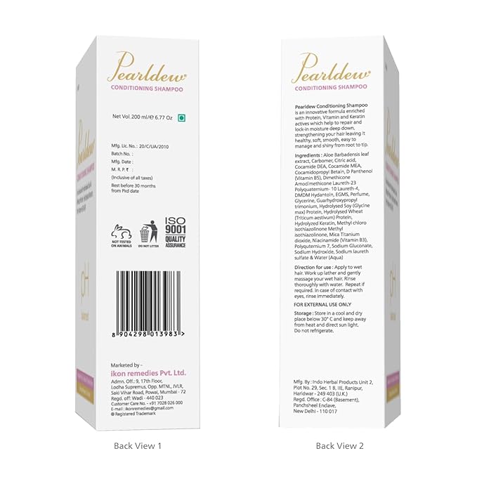 Pearldew Conditioning Shampoo, pH Balanced, Damage Repair & Control, Paraben Free - 200 ml | Pack Of 2