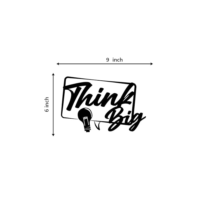 Ecraftindia Think Big Black Engineered Wood Wall Art Cutout | Ready to Hang Home Decor