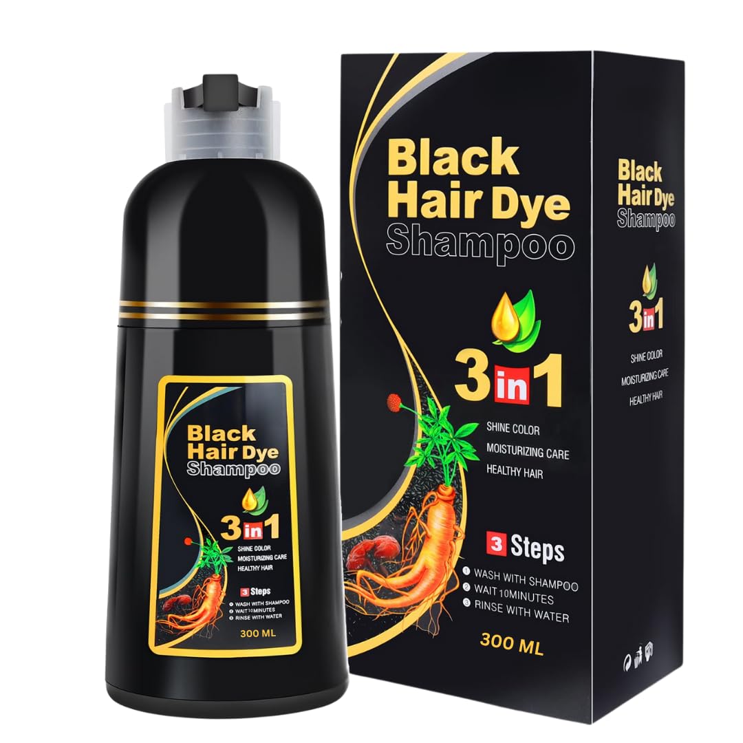 Hair Dye Shampoo | Black Hair Dye Shampoo 3 in 1 | Black hair Shampoo for Women & Men | 300ml (Pack 1)
