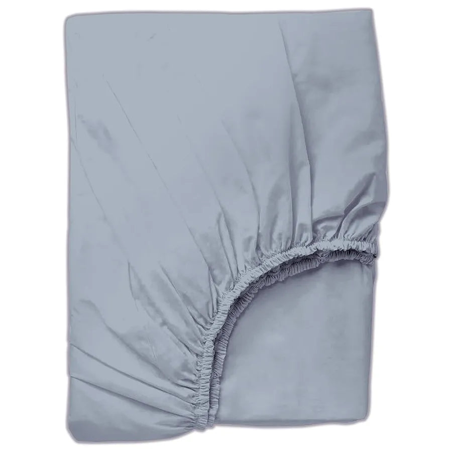 Trance Home Linen Premium 300 TC Pure 100% Cotton King Fitted Bedsheet with 2 Pillow Covers 78 x 72 inch Colour Slate Blue