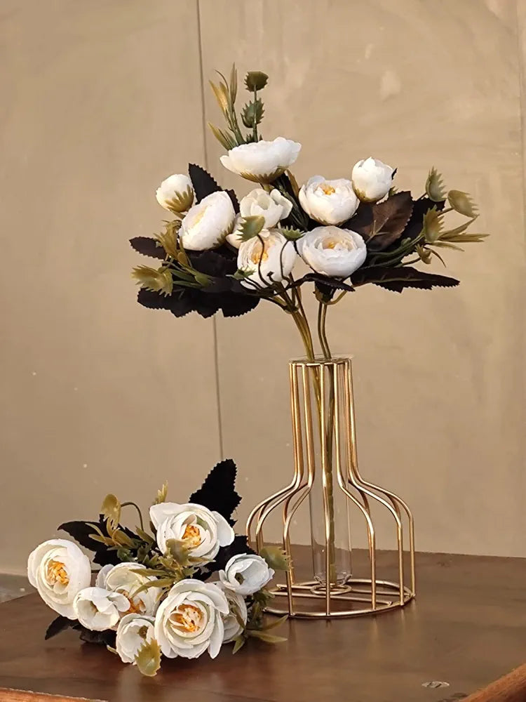 2 Pcs Artificial Rose Flower Sticks White