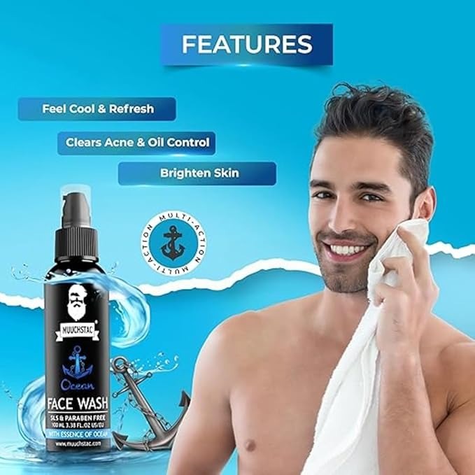 Muuchstac Ocean Face Wash for Men - 100 ml (Pack of 2)
