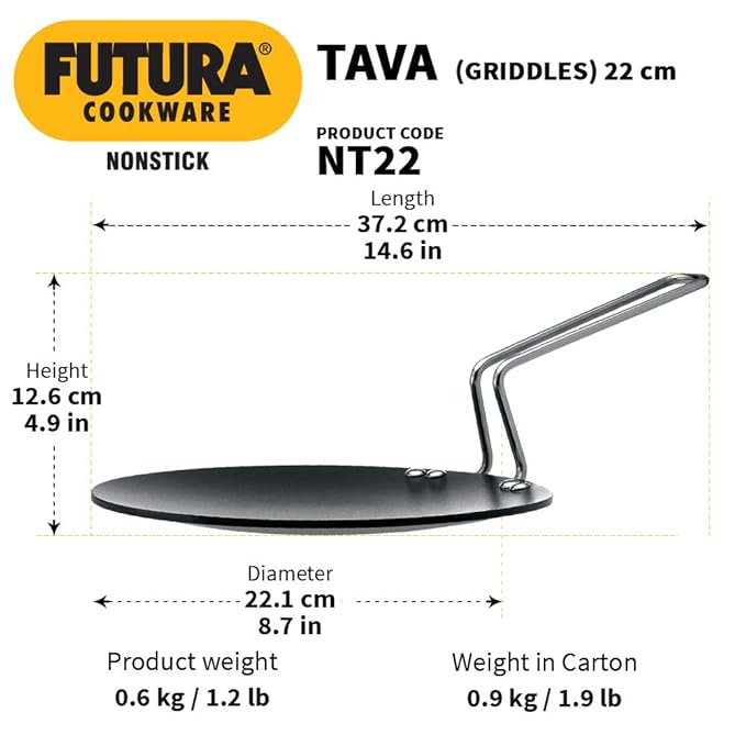 Hawkins Futura Tava Non Stick Tawa with Stainless Steel Handle Black