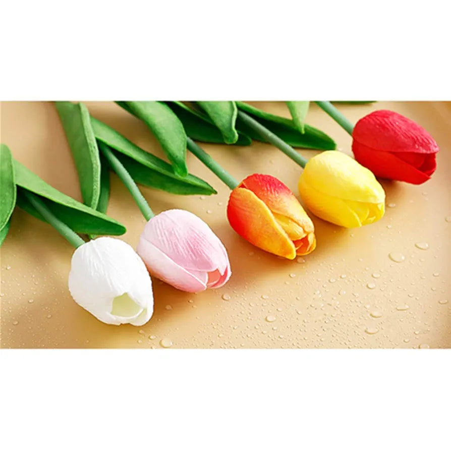 PU Real Touch Tulips Artificial Flowers 10 Pcs Flowers Arrangement Bouquet Orange