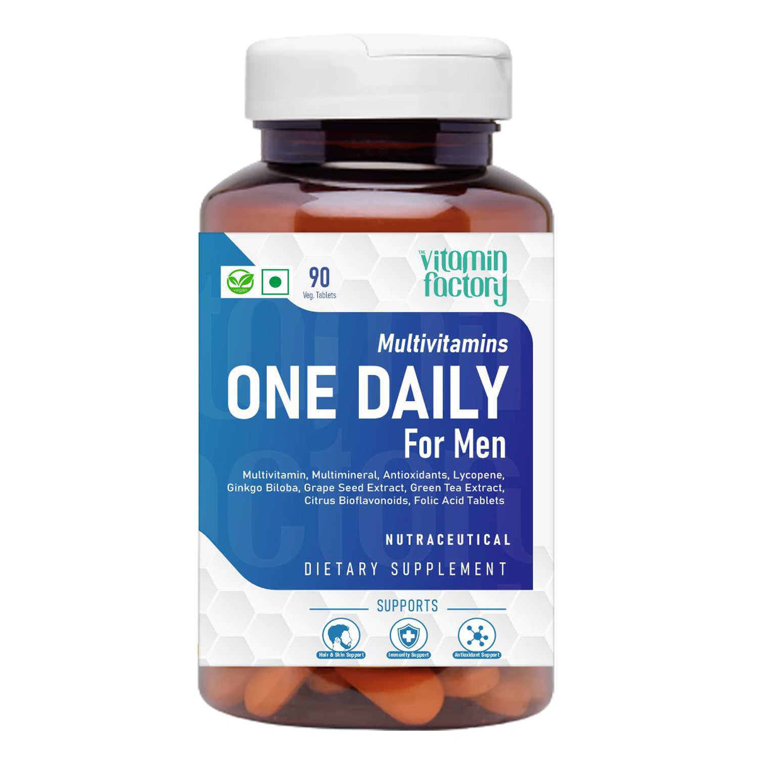 The Vitamin Factory Multivitamin For Men | Multimineral, Ginseng, Grape Seed Extract| Enhances Energy, Stamina, Boost Immunity- 90 Vegetable Tablet