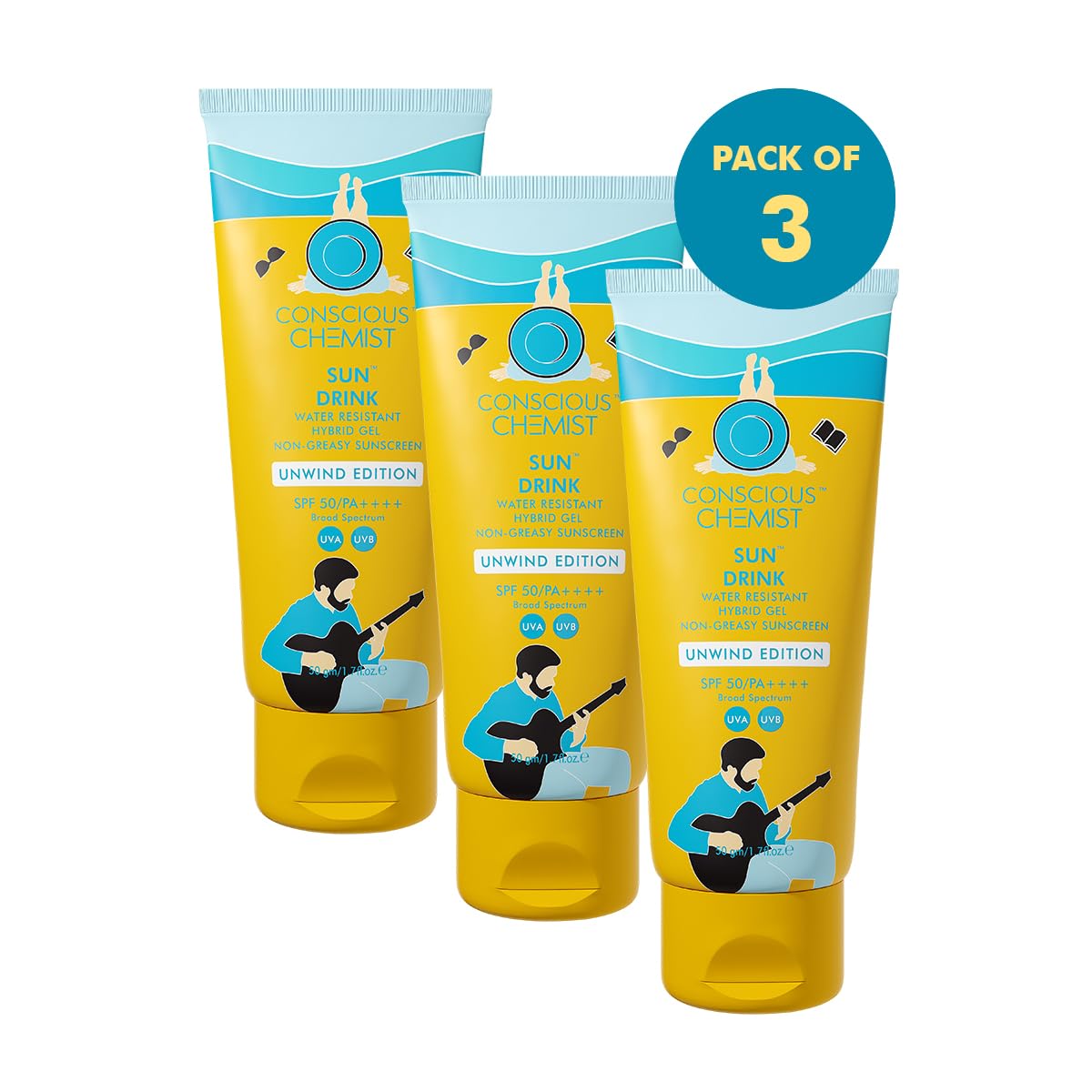Conscious Chemist Sun Drink Hybrid SPF 50 PA++++ Sunscreen Unwind Edition - 50 gms