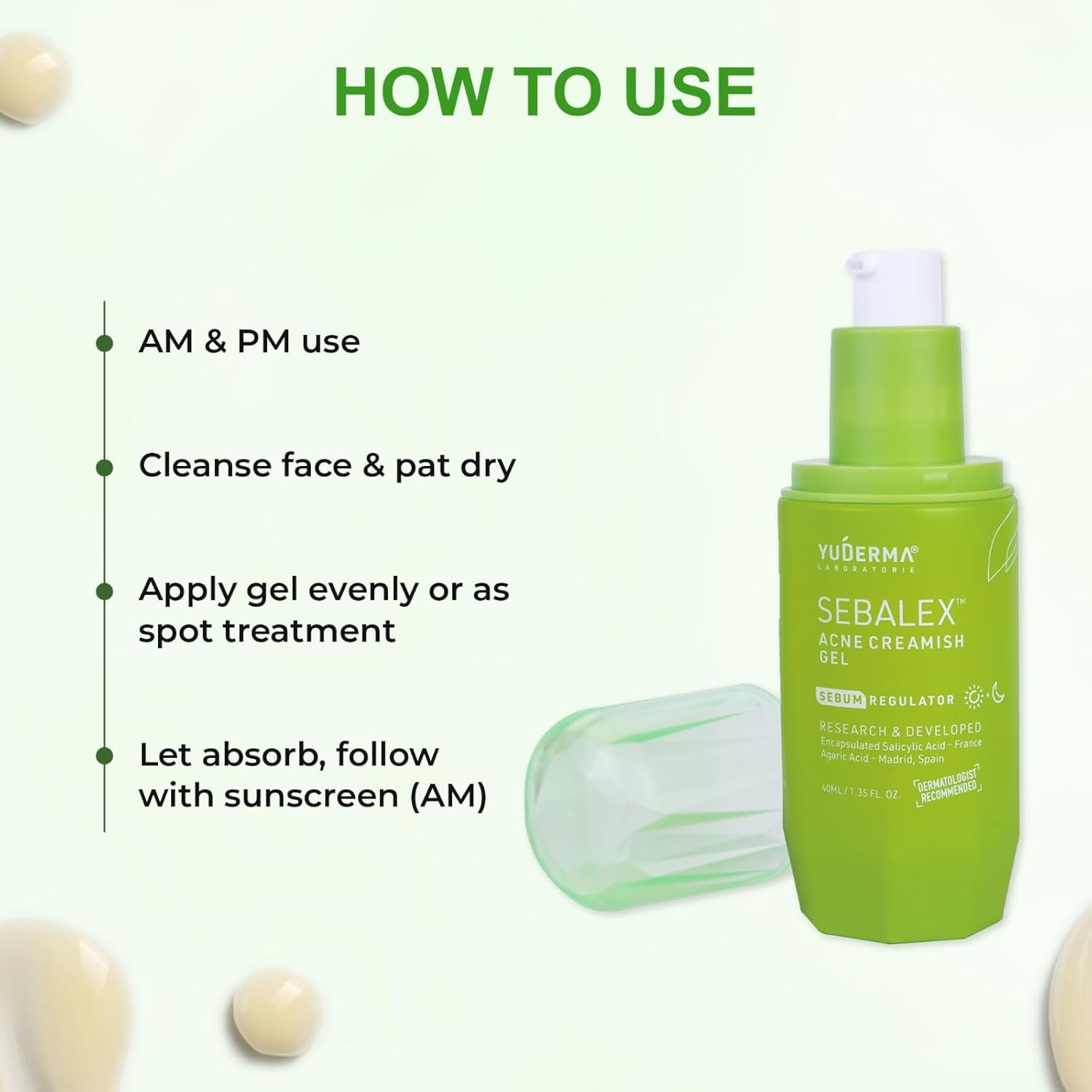 YUDERMA Sebalex Acne Creamish Sebum Regulator Gel, 40 Ml