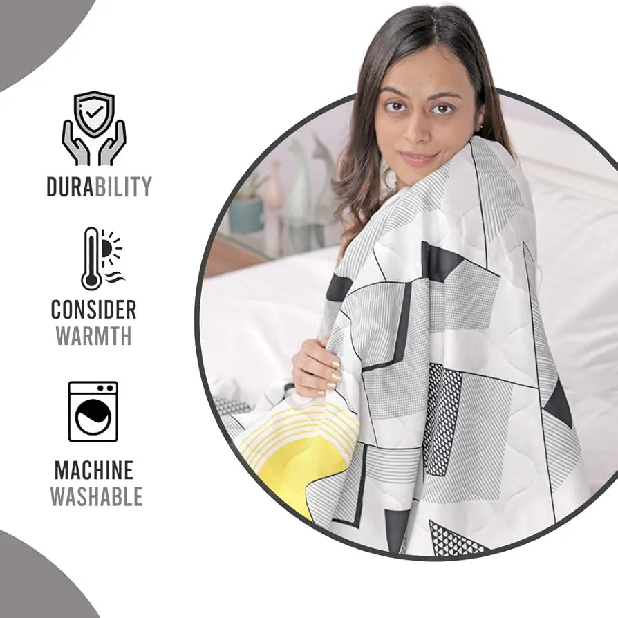 Divine Casa Microfiber 150 GSM Reversible Double Bed Comforter Ultra Soft & Lightweight Blanket Colour Black Bean