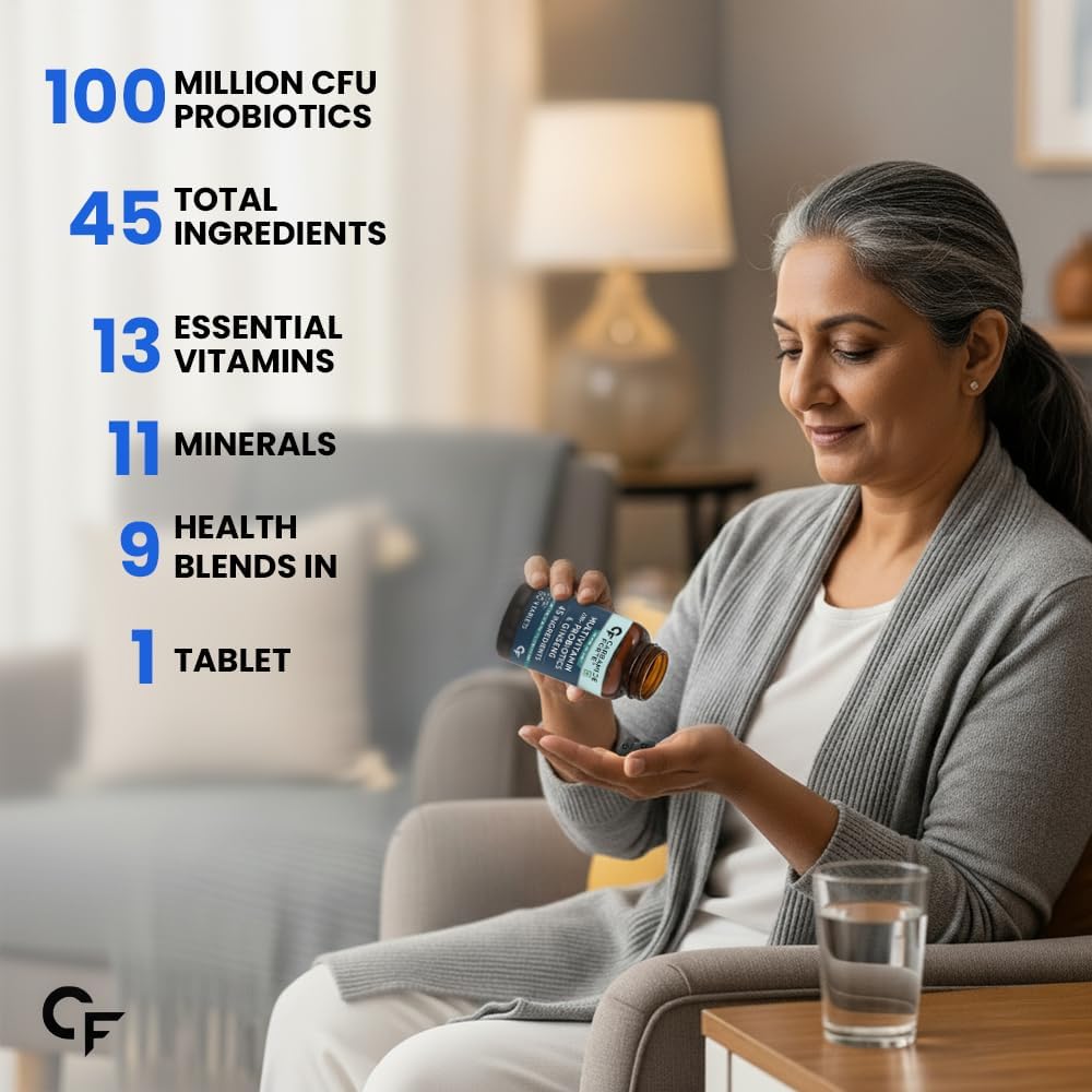 Carbamide Forte Multivitamin Tablet for Men with Probiotics & Salmon Omega 3 fish Oil Capsules | Salmon Fish Oil Omega 3 Capsule 1000mg and Multivitamin Tablets Combo | 60 Tablets + 60 Softgels