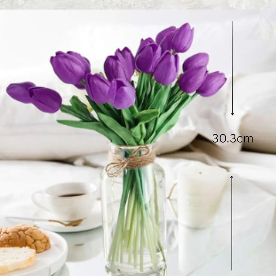 5 Pcs Artificial Tulip Lily Flowers for Vase Grape Voilet Fabric Vase Not Included